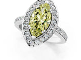 White gold Fancy Yellow Marquise Cut Diamond Halo Ring with Pavé Band and Prong Setting_13