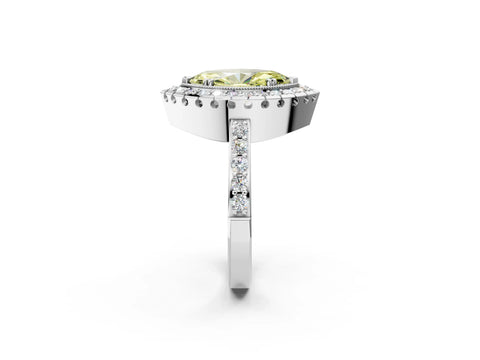 White gold Fancy Yellow Marquise Cut Diamond Halo Ring with Pavé Band and Prong Setting_14