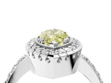 White gold Fancy Yellow Marquise Cut Diamond Halo Ring with Pavé Band and Prong Setting_16