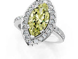 White gold Fancy Yellow Marquise Cut Diamond Halo Ring with Pavé Band and Prong Setting_1