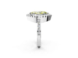 White gold Fancy Yellow Marquise Cut Diamond Halo Ring with Pavé Band and Prong Setting_2