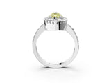 White gold Fancy Yellow Marquise Cut Diamond Halo Ring with Pavé Band and Prong Setting_3