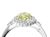 White gold Fancy Yellow Marquise Cut Diamond Halo Ring with Pear Side Stones and Prong Setting_44