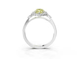 White gold Fancy Yellow Marquise Cut Diamond Halo Ring with Pear Side Stones and Prong Setting_44