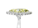 White gold Fancy Yellow Marquise Cut Diamond Halo Ring with Pear Side Stones and Prong Setting_45