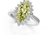 White gold Fancy Yellow Marquise  Cut Diamond Halo Ring with Round Brilliant Halo and Solitaire Band_1