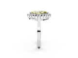 White gold Fancy Yellow Marquise  Cut Diamond Halo Ring with Round Brilliant Halo and Solitaire Band_2