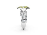 White gold Fancy Yellow Marquise Cut Diamond Halo Ring with Round Split Shank and Prong Setting_28