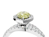 White gold Fancy Yellow Marquise Cut Diamond Halo Ring with Round Split Shank and Prong Setting_30