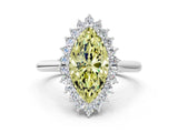 White gold Fancy Yellow Marquise  Cut Diamond Halo Ring with Solitaire Band and Prong Setting_29