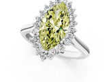 White gold Fancy Yellow Marquise  Cut Diamond Halo Ring with Solitaire Band and Prong Setting_30