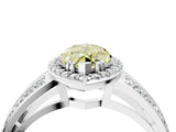 White gold Fancy Yellow Marquise Cut Diamond Halo Ring with Split Shank Pavé Band and Four-Prong Setting_16