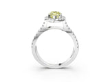 White gold Fancy Yellow Marquise Cut Diamond Halo Ring with Split Shank Pavé Band and Prong Setting_20