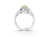 White gold Fancy Yellow Marquise Cut Diamond Halo Ring with Split Shank and Bezel Accents and Prong Setting_3