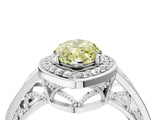 White gold Fancy Yellow Marquise Cut Diamond Halo Ring with Split Shank and Bezel Accents and Prong Setting_4