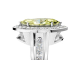 White gold Fancy Yellow Marquise Cut Diamond Halo Ring with Split Shank and Bezel Accents and Prong Setting_5