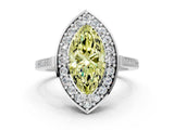 White gold Fancy Yellow Marquise Cut Diamond Halo Ring with Split Shank and Four-Prong Setting_17