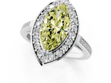 White gold Fancy Yellow Marquise Cut Diamond Halo Ring with Split Shank and Four-Prong Setting_18