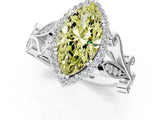 White gold Fancy Yellow Marquise Cut Diamond Halo Ring with Vintage Split Shank and Four-Prong Setting_102
