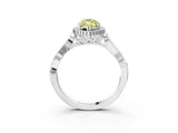 White gold Fancy Yellow Marquise Cut Diamond Halo Ring with Vintage Split Shank and Four-Prong Setting_104