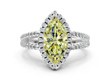 White gold Fancy Yellow Marquise Cut Diamond Halo Split Shank Engagement Ring_51