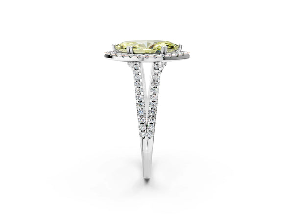 White gold Fancy Yellow Marquise Cut Diamond Halo Split Shank Engagement Ring