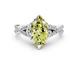 White gold Fancy Yellow Marquise Cut Diamond  Halo Twist Band Solitaire Prong Setting Ring_12