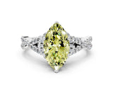 White gold Fancy Yellow Marquise Cut Diamond  Halo Twist Band Solitaire Prong Setting Ring_13