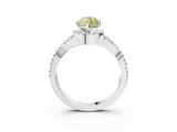White gold Fancy Yellow Marquise Cut Diamond  Halo Twist Band Solitaire Prong Setting Ring_15