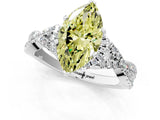 White gold Fancy Yellow Marquise Cut Diamond  Halo Twist Band Solitaire Prong Setting Ring_62