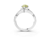White gold Fancy Yellow Marquise Cut Diamond  Halo Twist Band Solitaire Prong Setting Ring_64