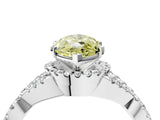 White gold Fancy Yellow Marquise Cut Diamond  Halo Twist Band Solitaire Prong Setting Ring_65