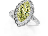 White gold Fancy Yellow Marquise  Cut Diamond Milgrain Floral Halo Engagement Ring with Pavé Band_40