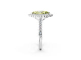 White gold Fancy Yellow Marquise  Cut Diamond Milgrain Floral Halo Engagement Ring with Pavé Band_41
