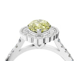 White gold Fancy Yellow Marquise  Cut Diamond Milgrain Floral Halo Engagement Ring with Pavé Band_43