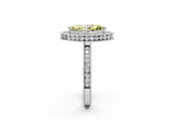 White gold Fancy Yellow Marquise Cut Diamond Milgrain Halo Engagement Ring with Round Pavé Band and Prong Setting_15
