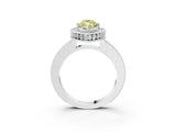 White gold Fancy Yellow Marquise Cut Diamond Milgrain Halo Engagement Ring with Round Pavé Band and Prong Setting_16