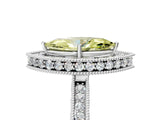 White gold Fancy Yellow Marquise Cut Diamond Milgrain Halo Engagement Ring with Round Pavé Band and Prong Setting_18
