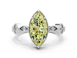 White gold Fancy Yellow Marquise  Cut Diamond Milgrain Marquise Band with Prong Setting_3