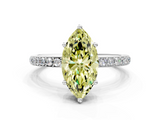 White gold Fancy Yellow Marquise  Cut Diamond Pavé Band Ring with Four-Prong Setting