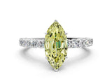 White gold Fancy Yellow Marquise Cut Diamond Pavé Band Solitaire Ring with Prong Setting_29