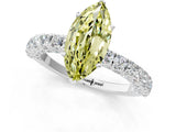 White gold Fancy Yellow Marquise Cut Diamond Pavé Band Solitaire Ring with Prong Setting_30