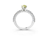White gold Fancy Yellow Marquise Cut Diamond Pavé Band Solitaire Ring with Prong Setting_32