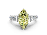 White gold Fancy Yellow Marquise  Cut Diamond Pavé Band Solitaire with Four-Prong Setting_15