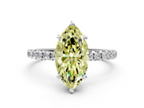 White gold Fancy Yellow Marquise  Cut Diamond Pavé Band Solitaire with Four-Prong Setting_3
