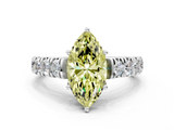 White gold Fancy Yellow Marquise  Cut Diamond Pavé Band Solitaire with Four-Prong Setting_3