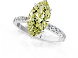 White gold Fancy Yellow Marquise  Cut Diamond Pavé Band Solitaire with Four-Prong Setting_4