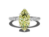 White gold Fancy Yellow Marquise Cut Diamond Pavé Engagement Ring with Round  Accents and Prong Setting_53