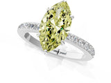 White gold Fancy Yellow Marquise Cut Diamond Pavé Engagement Ring with Round  Accents and Prong Setting_59