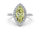 White gold Fancy Yellow Marquise Cut Diamond Pavé Halo Ring with Four-Prong Setting_41